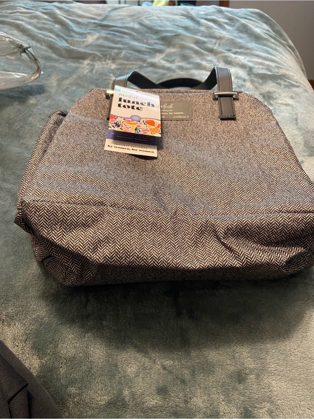 Lunch Tote Insulated Bag - Gray Herringbone